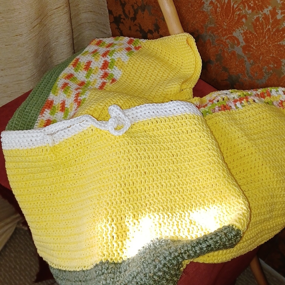 Hand made tote bags yellow pink green and white choose one